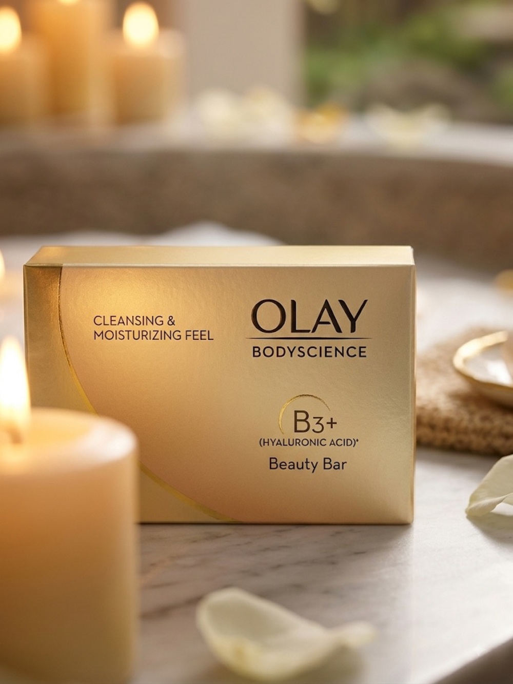 OLAY BodyScience B3+ Hyaluronic Acid Beauty Bar - White, Gold